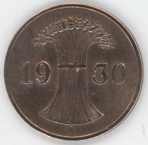 Germany Weimar 1 Reichspfennig 1930 A (ss)