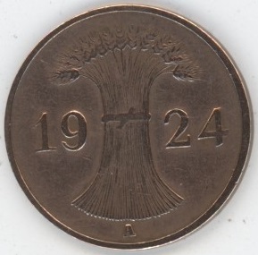 Germany Weimar 1 Reichspfennig 1924 A (ss)