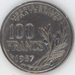 France 100 Francs 1957 B Cochet (ss)