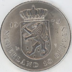 Pays-Bas 10 Gulden 1973 Juliana (vz) en argent
