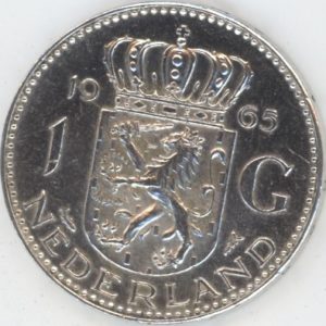 Pays-Bas 1 Gulden 1965 (ss-vz) en argent