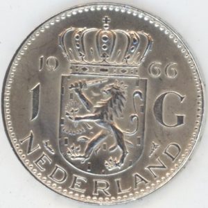 Pays-Bas 1 Gulden 1966 (ss-vz) en argent