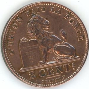 Belgique 2 Centimes 1914 FR. Albert I (ss+)