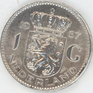 Pays-Bas 1 Gulden 1967 (ss-vz) en argent