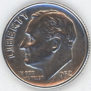 USA Roosevelt Dime 1952 S (ss) en argent