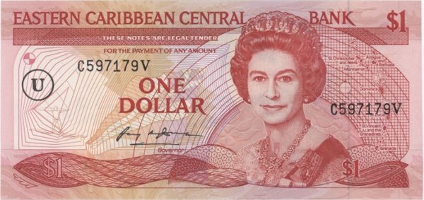 Anguilla États de la Caraïbe Orientale 1 Dollars ND (1986-88) Overprint U in circle Neuf