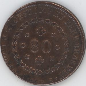 Brésil 80 Reis 1827 R Pedro I (s-ss)