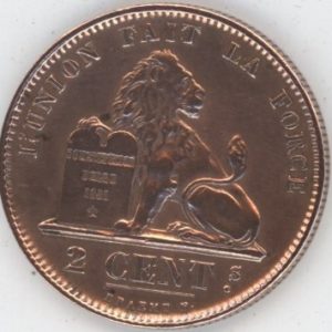 Belgique 2 Centimes 1870 Leopold II (vz)