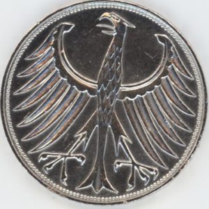Allemagne 5 Mark 1969 D (ss+) en argent