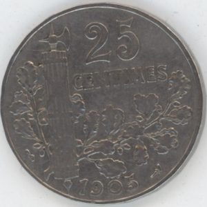 France 25 Centimes 1905 Patey (ss)