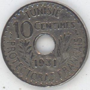 Tunisie 10 Centimes 1931 Ahmad Pasha protectorat français (ss)