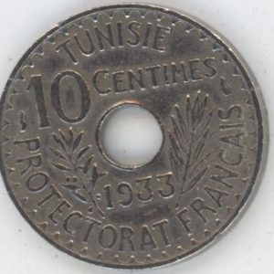 Tunisie 10 Centimes 1933 Ahmad Pasha protectorat français (ss)