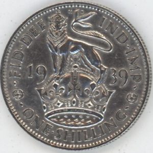 Grande-Bretagne Shilling 1939 George VI “English crest” (ss) en argent