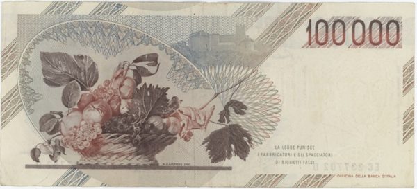 Italie 100 000 Lire 1983 Caravaggi – Image 2