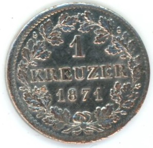Germany Bavière 1 kreuzer 1871 Ludwig II (ss-vz)