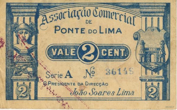 Portugal Associaco Comercial Ponte Do Lima 2 Centavos env. (1918-20)