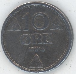 Norvège 10 ORE 1945 Haakon VII Occupation Allemande (ss)