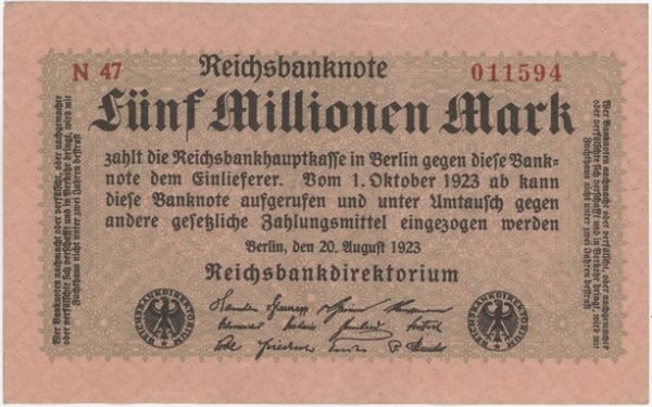 Germany Reichsbanknote 5 Million Mark 1923