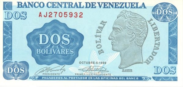 Venezuela 2 Bolivares 1989 Neuf