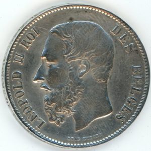 Belgique 5 Francs 1874 Leopold II (ss) en argent