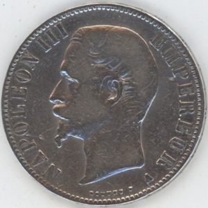 France 5 Francs 1856 A Napoléon III tête nue (s) en argent