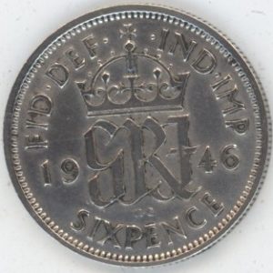 Grande-Bretagne 6 Pence 1946 George VI (ss+) en argent