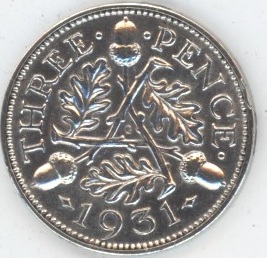 Grande-Bretagne 3 Pence 1931 George V (ss) en argent