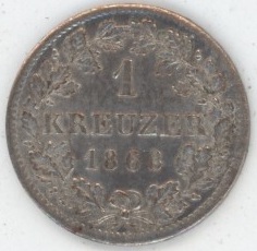 Germany Bavaria 1 Kreuzer 1868 Ludwig II (ss-vz)