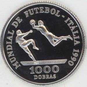 St-Tomé et Principe 1000 Dobras 1990 Coupe du Monde de football 1990 en Italie  (unz) en argent