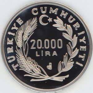 Turquie 20.000 Lira 1990 World Cup (unz) en argent
