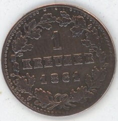 Germany Nassau 1 Kreuzer 1861 Adolph (ss)