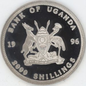 Uganda 2000 Shillings 1996 Coupe du monde de football France 1998 (unz) en argent