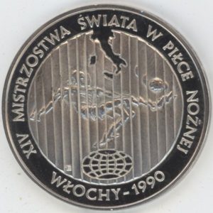 Pologne 20000 Zlotych 1989 Soccer Italie 90 (vz) en argent