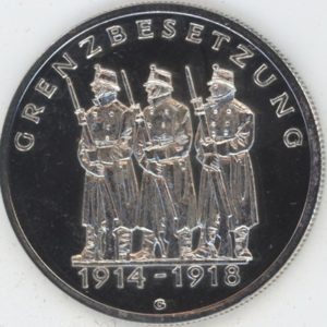 Médaille Grenzbesetzung 1914-1918 / 50 Jahrestag Der Waffenruhe 1968 en argent