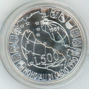 Italie 500 lires 1989 Coupe du monde FIFA 1990 (unz) en argent