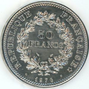 France 50 Francs Hercule 1976 (vz) en argent