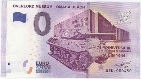 0 Euro Souvenir France Overlord Museum Omaha Beach 2019-4 Neuf