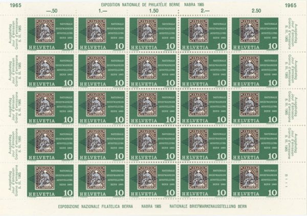Timbres Feuille Exposition Nationale de Philatélie Bern NABA 1965 Neuf