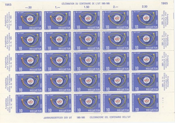Timbres Feuille Célébration du Centenaire de L'UIT 1865-1965 Neuf