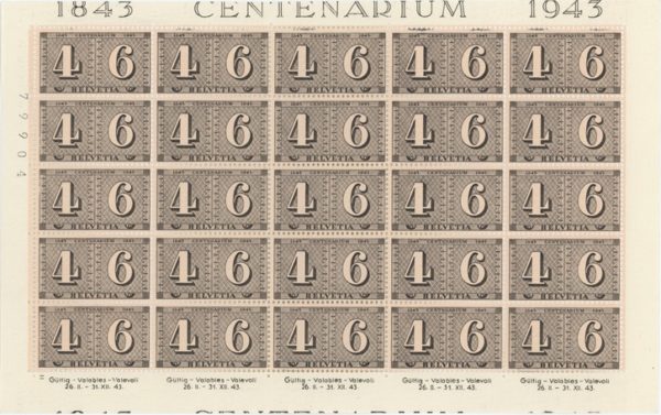 Timbres Feuille 1943 Centenaire du Timbre Neuf