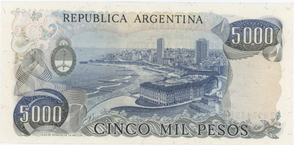 Argentina 5000 Pesos ND (1977-83) Neuf – Image 2