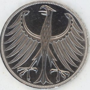 Allemagne 5 Mark 1971 G (ss+) en argent