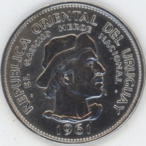 Uruguay 10 Pesos 1961 (ss-vz) en argent