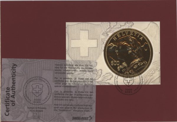 Timbres Carnet avec timbre Goldvreneli oblitéré du premier jour