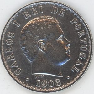 Portugal 500 Reis 1908 Carlos I (ss) en argent