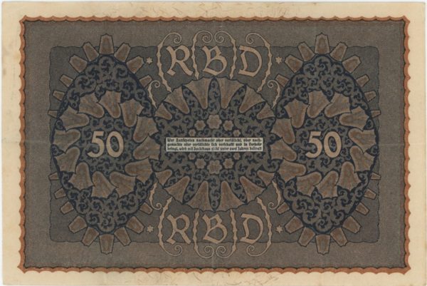 Germany Reichsbanknote 50 Mark 1919 – Image 2