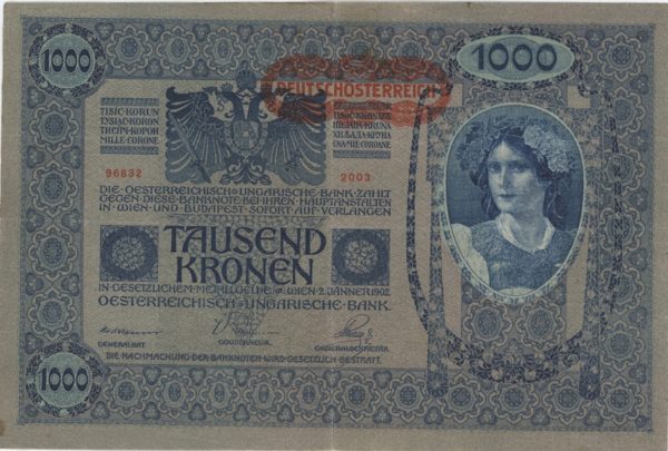 Autriche Banque Austro-Hongroise 1000 Kronen 1902 ND (1919)