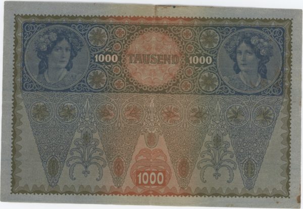 Autriche Banque Austro-Hongroise 1000 Kronen 1902 ND (1919) – Image 2