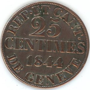 Genève 25 Centimes 1844 (ss)