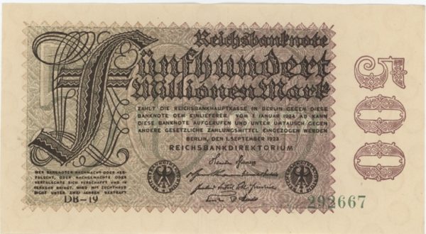 Germany Reichsbanknote 500 Millionen Mark 1923